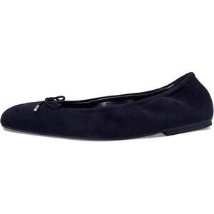 Stuart Weitzman Womens Bardot Bow Ballerina Flats US 9 Navy Blue Suede NIB
